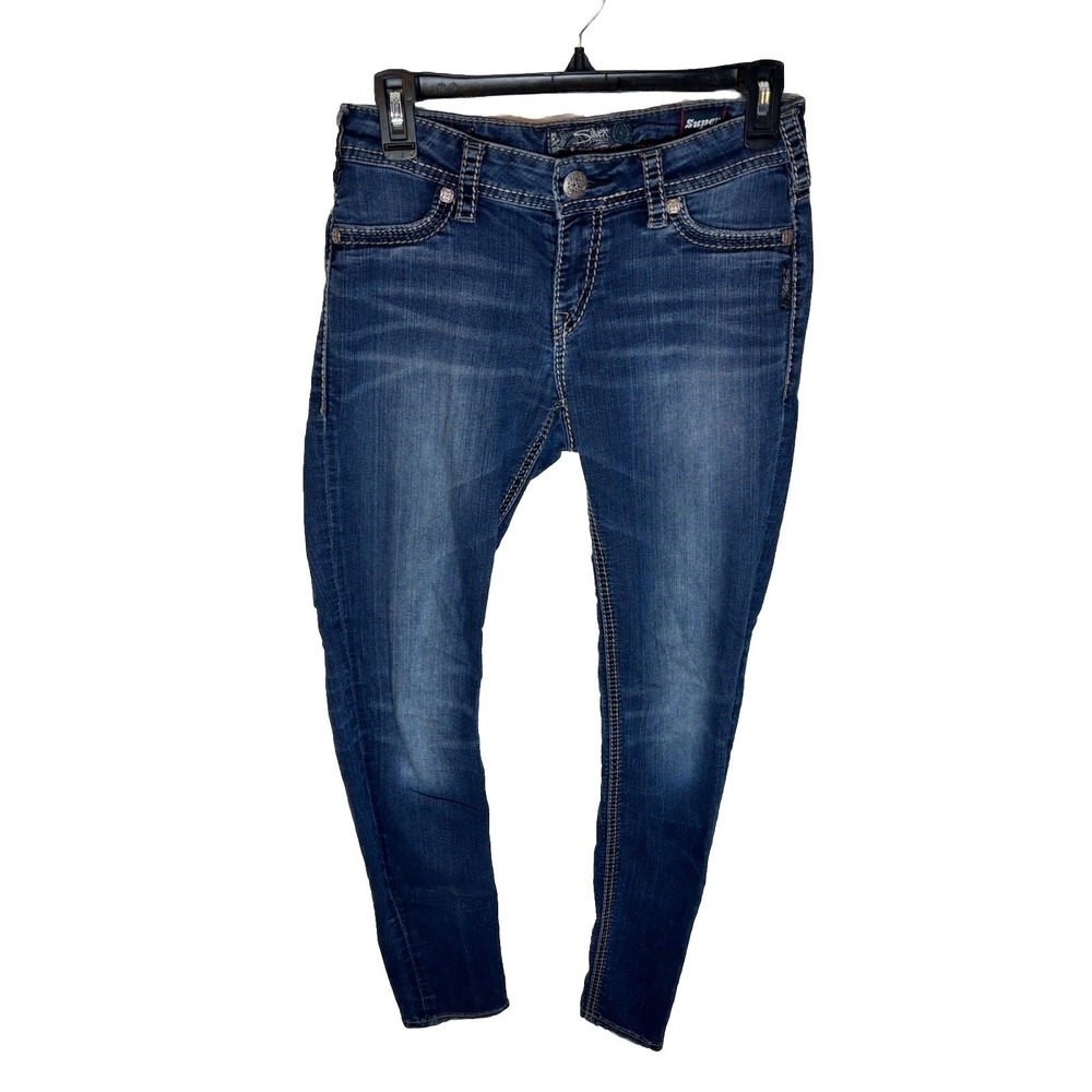 Silver Jeans Women's 27X31 Suki Skinny Super Stretch Blue Dark Wash